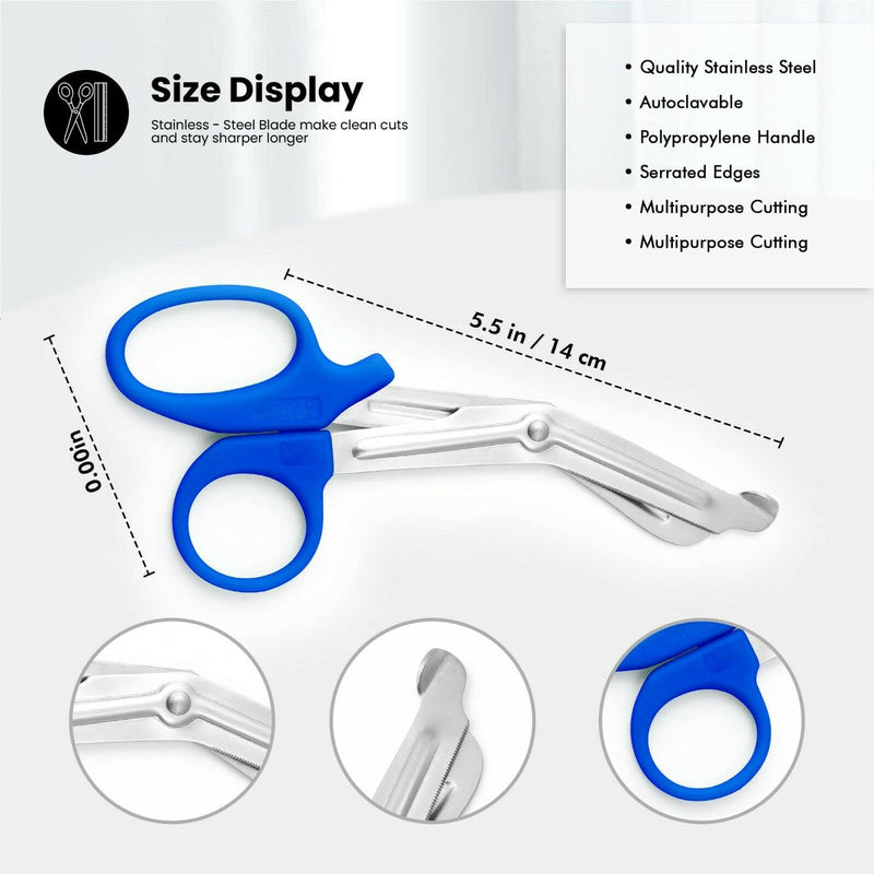 [Australia] - Nursing Scissor First Aid Scissors Tuff Cut Scissor First Aid Medical Scissors Small Trauma Shears First Aid Medical Scissors CE (Blue 5.5) Blue 5.5 