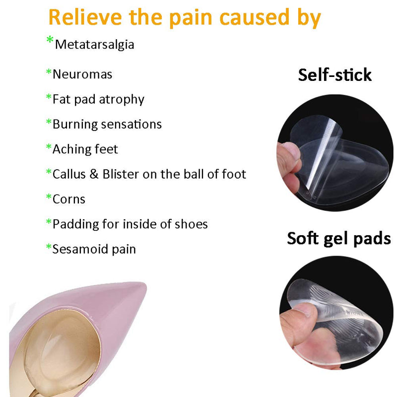 [Australia] - Metatarsal Pads Ball of Foot Cushions 8 Pack Gel Ball Feet Pads Mortons Neuroma Callus Foot Pain Relief Bunion Forefoot Support for Women Men 