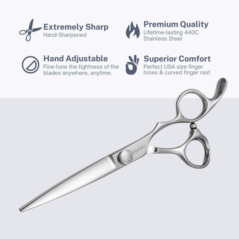 [Australia] - XSHIRO Professional Hair Cutting Scissors 6.5 Inch, Barber Hair Cutting Shears - Premium 440C Stainless Steel Quality - with Fine Adjustment Screw, Cleaning Oil & Cloth and Leather Protection Sleeve Hair Cutting Scissor 