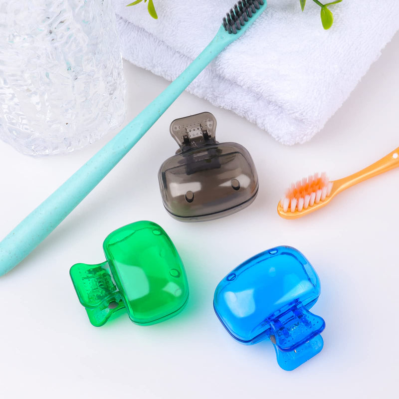 [Australia] - Fowecelt Toothbrush Covers Head Cap - 4Pcs Toothbrush Cover for Traveling, Electric Toothbrush Head Cover for Bathroom, Toothbrush Cap for Family, Toothbrush Clip Cover for Camping Hiking Blue 