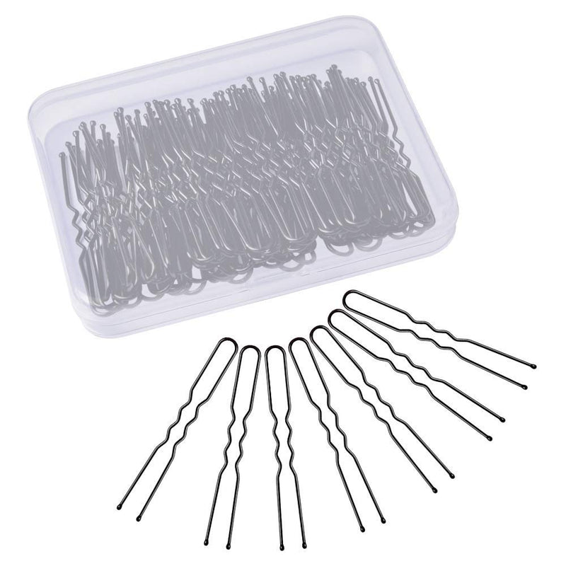 [Australia] - Black Bun Pins,MORGLES U Pins Hair Pins for Buns Bun Clips for Women with Box,80 Pcs(Black 6cm/2.4 inch) Black 