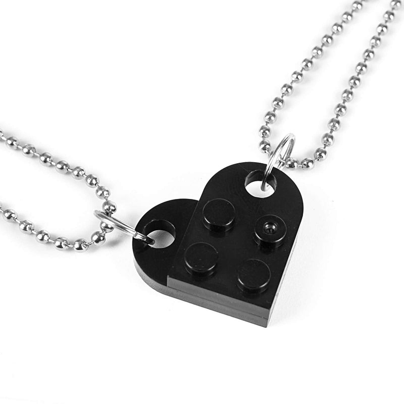 [Australia] - GEAREDC Brick Necklace for Couples, BFF Heart Friendship Necklace Set, Matching Necklaces for Mom and Daughter, Cute Love Heart Brick Birthday B.black 