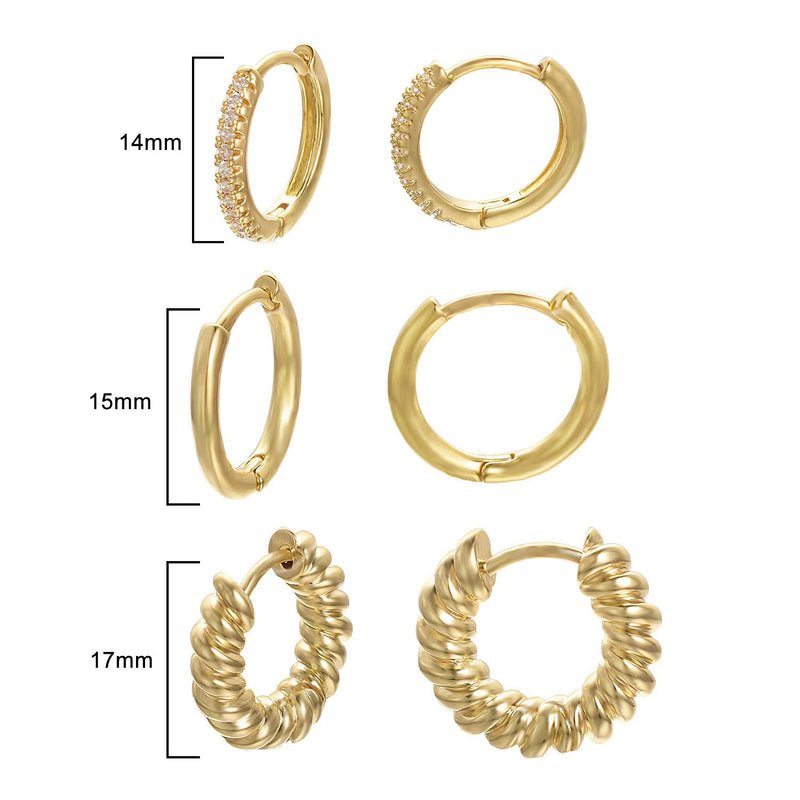 [Australia] - Vogem Hoop Earrings for Women, Twist Hoops Earring Hypoallergenic Lightweight Hooped Earring 20mm 3 Pairs Hoops Earrings 