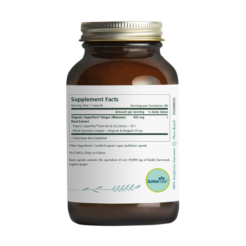 [Australia] - Pure Synergy SuperPure Ginger Extract | 60 Capsules | Made with Organic Ingredients | Non-GMO | Vegan | with 425 mg of Ginger Extract 