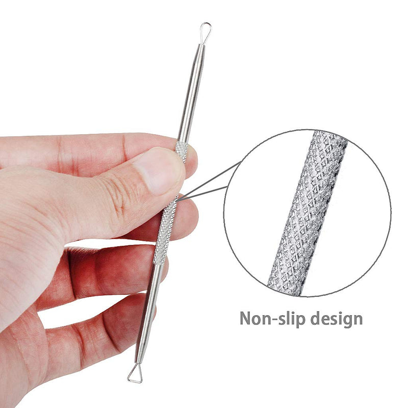 [Australia] - 5PCS Blackhead Remover Tool Set Acne Extractor Comedone Pimples Spot and Zit Removal Tool With Case (Silver) Silver 