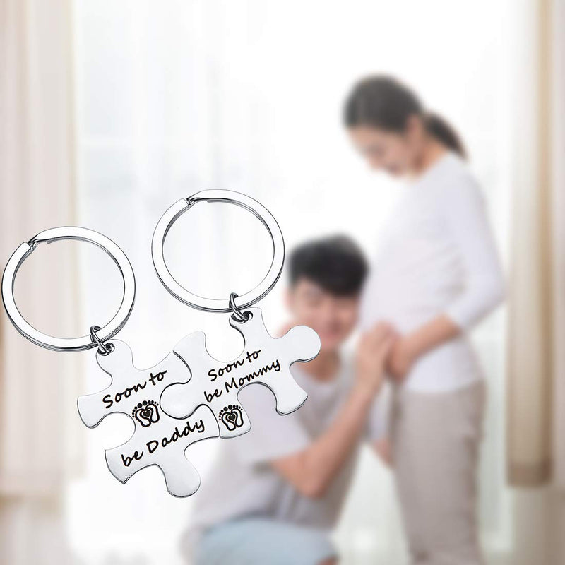 [Australia] - HOLLP Pregnancy Gift New Mom New Dad Puzzle Piece Keychain Set Soon to Be Mommy/Daddy Jewelry Gift for New Mommy Dad 
