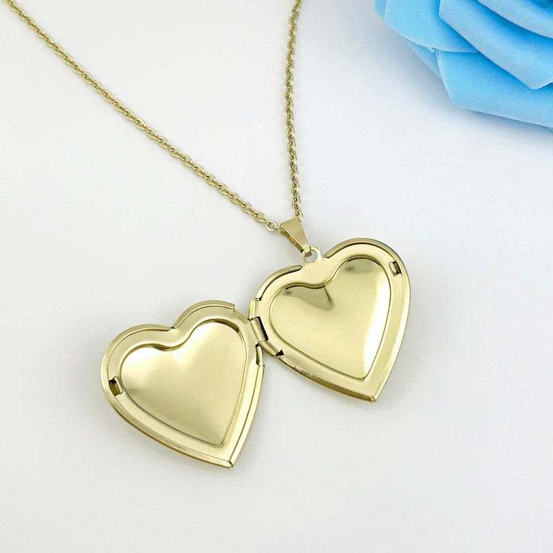 [Australia] - YOUFENG Love Heart Locket Necklace That Holds Pictures Polished Lockets Necklaces Birthday Gifts for Girls Boys Heart Gold locket 