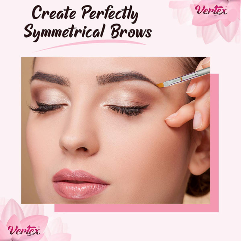 [Australia] - Vertex Beauty Eyebrow Brush Set – Stiff Angled Brow Brushes and Firm Comb | Duo Spoolie For Blending Gel | Angle Makeup Brushes Slanted For Filling Pomade | Small Dense Concealer Brush For Eyebrows 