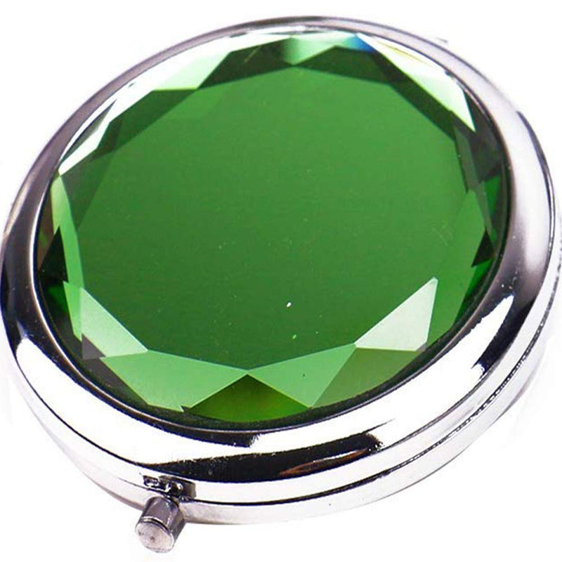 [Australia] - Portable Foldable Pocket Metal Makeup Compact Mirror Woman Cosmetic Mirror Double Sides, Bridesmaid Purse Pocket Makeup Mirror, Infinite Love, Affection, Unique Birthday Gift for Her (Green) Green 