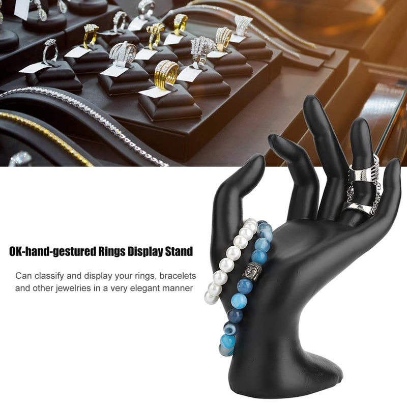 [Australia] - Xinwoer 【𝐂𝐡𝐫𝐢𝐬𝐭𝐦𝐚𝐬 𝐃𝐞𝐚𝐥𝐬】 Black OK-Hand-gestured Rings Display Stand for Jewelry(Black Resin) 