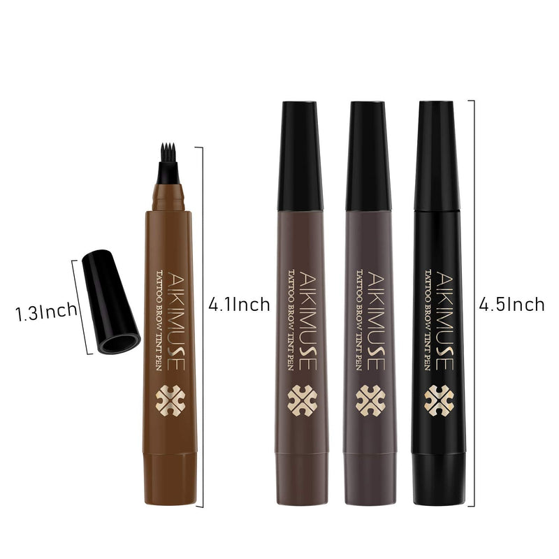 [Australia] - Microblading Tattoo Eyebrow Pen, FOXTSPORT Waterproof Ink Gel Tint Drawing Eyebrow Pencil with Four Tips, Creates Long Lasting Natural Hair-Like Defined Brows All Day(4 PCS) 