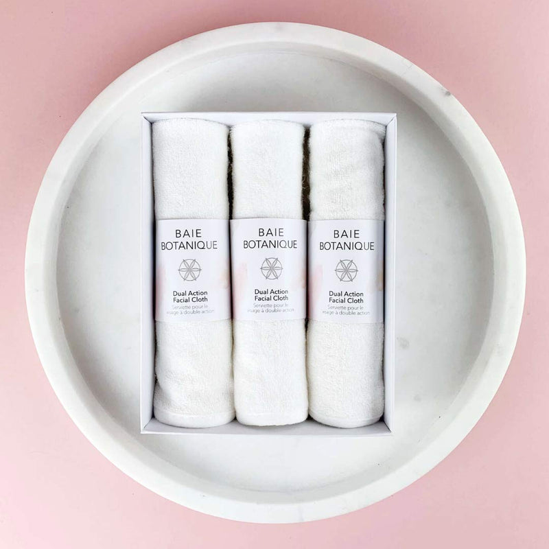 [Australia] - Dual Action Facial Cloth, Luxury Cotton Muslin and Bamboo Ultra-Soft Terry - 100% Natural - Set of 3 
