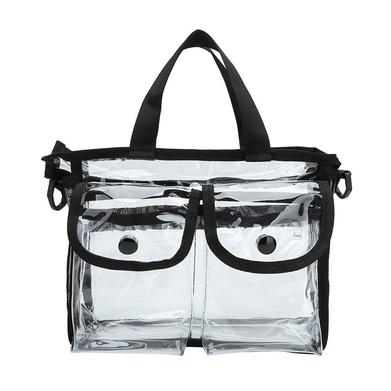 [Australia] - Clear cosmetic bag with removable and adjustable shoulder strap (Black) Black 