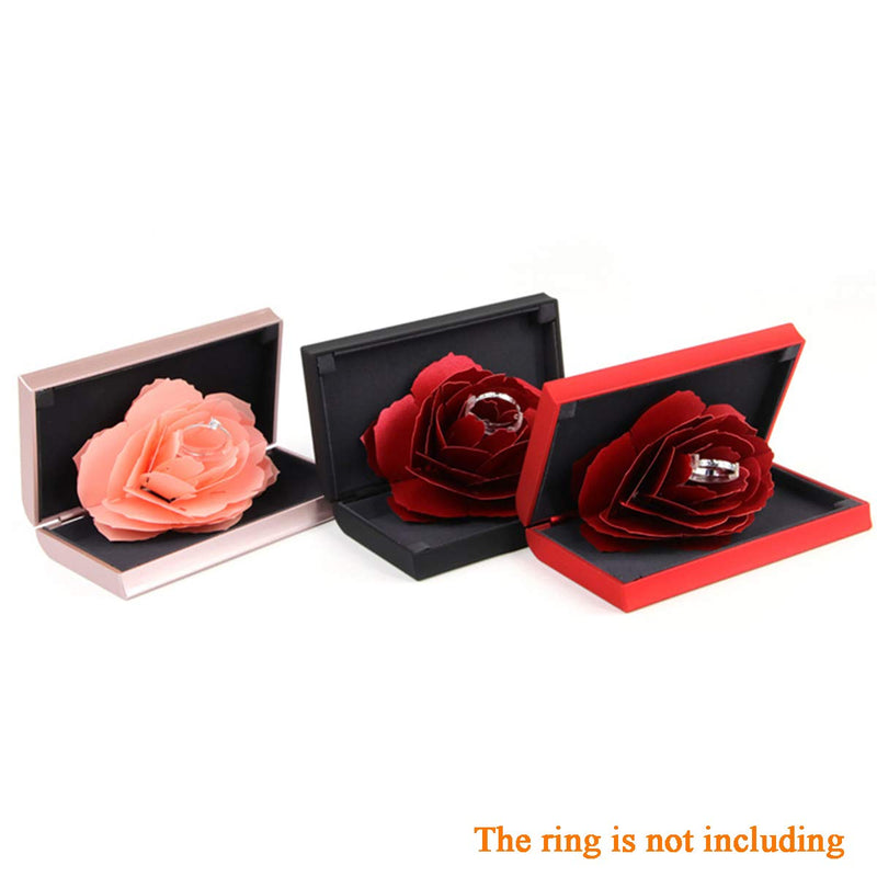 [Australia] - Engagement Ring Box,Ring Rose Box Surprise Jewelry Storage Holder for Woman as Proposal Engagement Wedding Ring Jewelry Gift Case in Valentine's Day ect. Black 