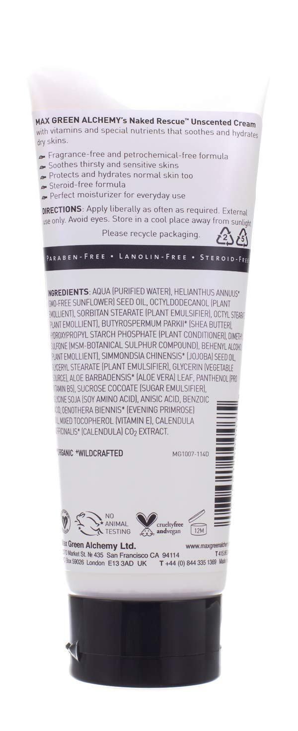 [Australia] - Naked Rescue Unscented Cream - 2 Oz Jar - Organic Formula, Fragrance Free, Moisturizing and Hydrating, For Dry and Sensitive Skins, Vegan, Rich, Non Greasy 2 Ounce Jar 