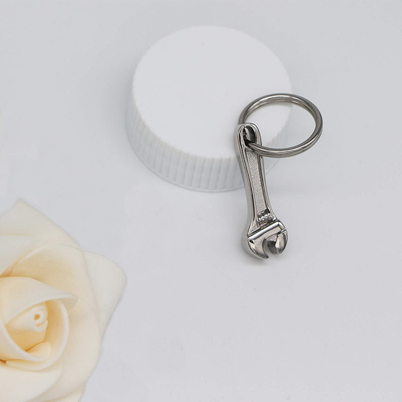 [Australia] - Urn Necklace for Ashes Wrench Hammer Keychain Holder Ashes for Pet Human Stainless Steel Keepsake Memorial Cremation Jewelry for Men Women Silver 