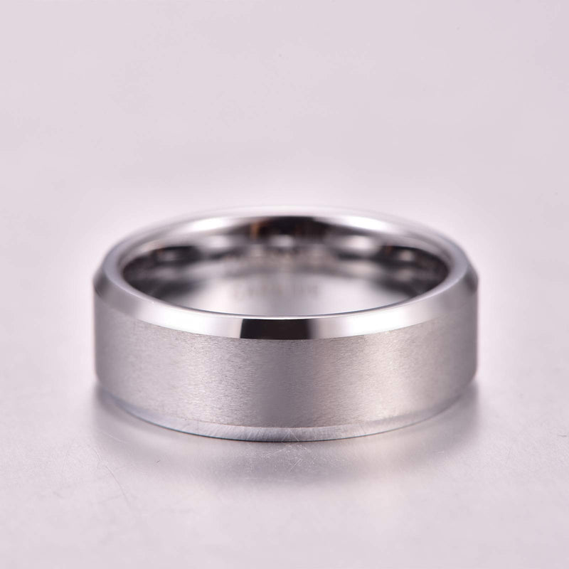 [Australia] - Merthus 8mm Wedding Ring for Men Tungsten Carbide Pinky Silver/Black Band Comfort Fit 8 