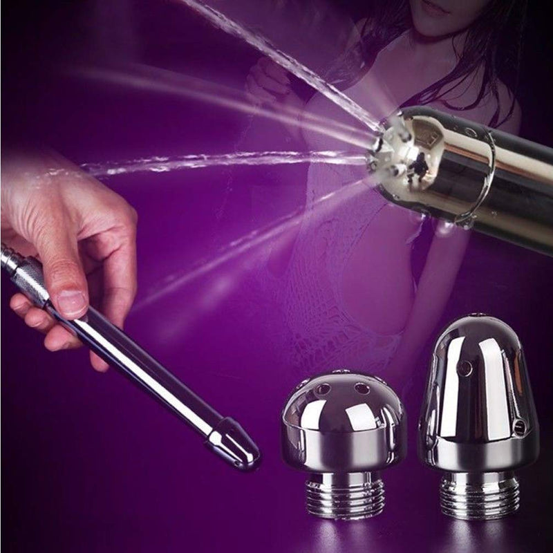 [Australia] - Shower Enema Douche Attachments Aluminium 3 Shower Head Water Nozzle Anal Rinse Vaginal Cleaning Kit Cleaner + Velvet Carry Bag 
