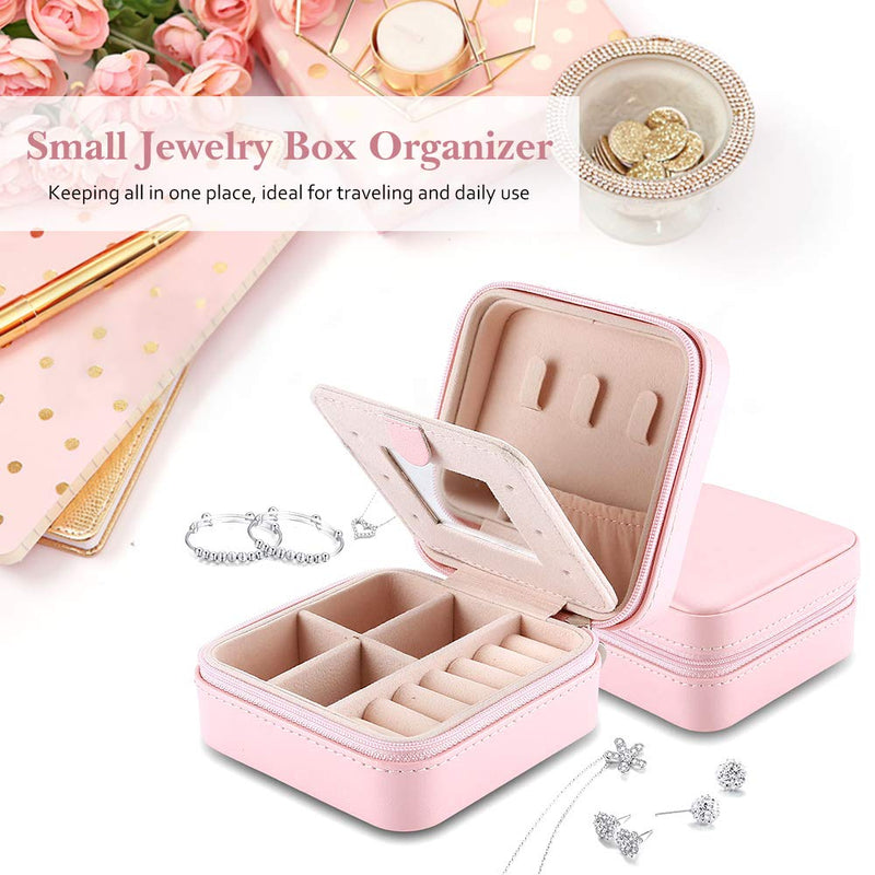 [Australia] - ProCase Jewelry Box Girls Jewelry Organizer Mini Travel Case, Christmas Valentine's Day Ideas for Women Girls, Small Portable Jewelry Storage Case for Necklaces Bracelets Earrings Rings Pink 