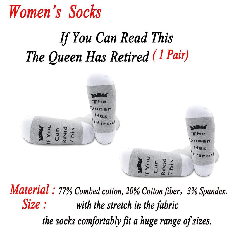 [Australia] - PYOUL Retirement Gift Retirement Socks If You Can Read This The Queen Has Retired Socks for Her The Queen Has Retired 1 Pair 