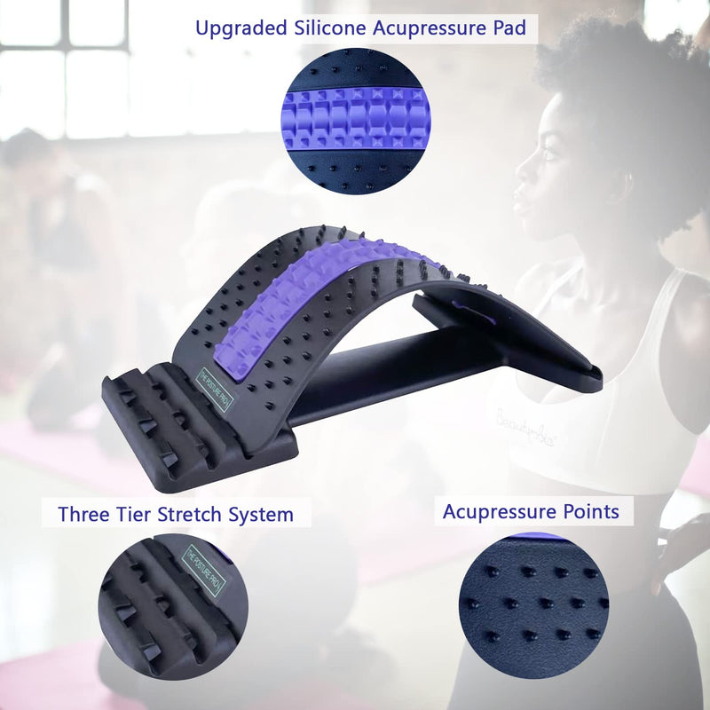 [Australia] - Back Stretcher Posture Corrector Spinal Pain Relief Muscle Tension Relaxation for Men Women Adjustable Design Support Equipment for Acupressure Massage Office Chair 