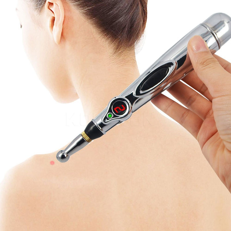[Australia] - OFKPO Acupuncture Pen Meridian Pain Relief Massager Body Massage, Electronic Meridian Acupuncture Massager Pen (Silver) 
