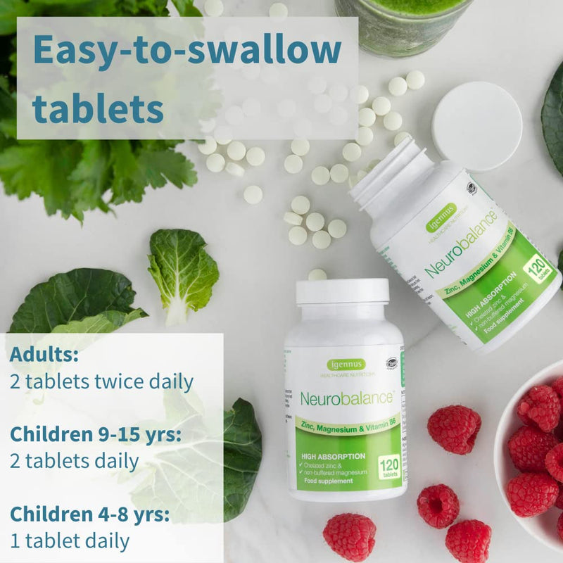 [Australia] - Neurobalance, Zinc Picolinate, Magnesium Citrate & Vitamin B6 Supplement for Adults & Children, 120 Tablets 120 Count (Pack of 1) 