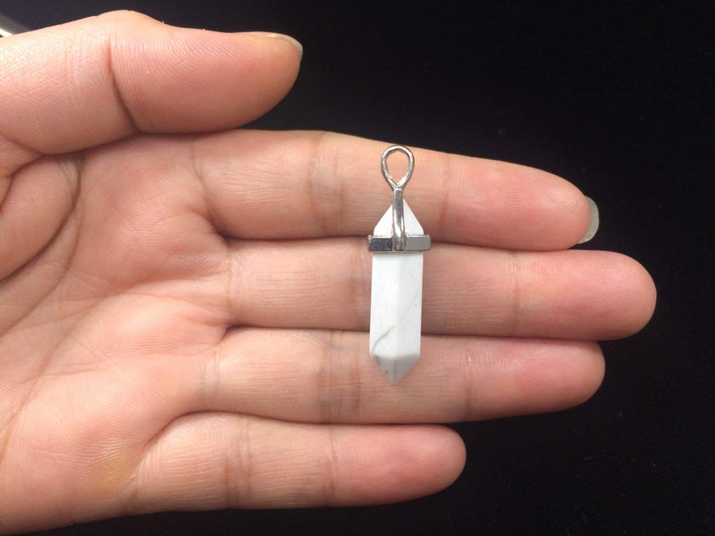 [Australia] - Natural Gemstone Pendant Necklace Healing Crystal Quartz Reiki Chakra Gem Stones 18 Inch Jewelry Women Girls Men Birthday Gifts 6) white howlite 