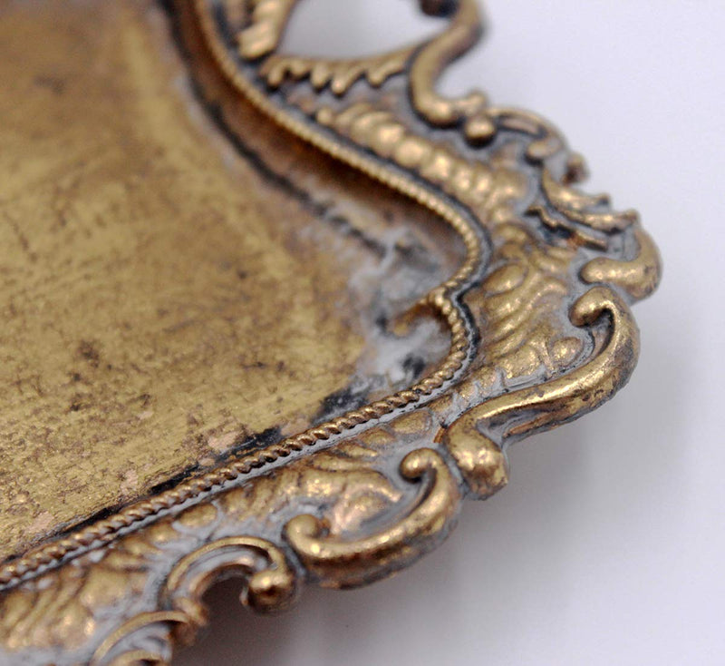 [Australia] - Funly mee Small Antique Trinket Dish Vintage Gold Jewelry Tray , Ring Holder 