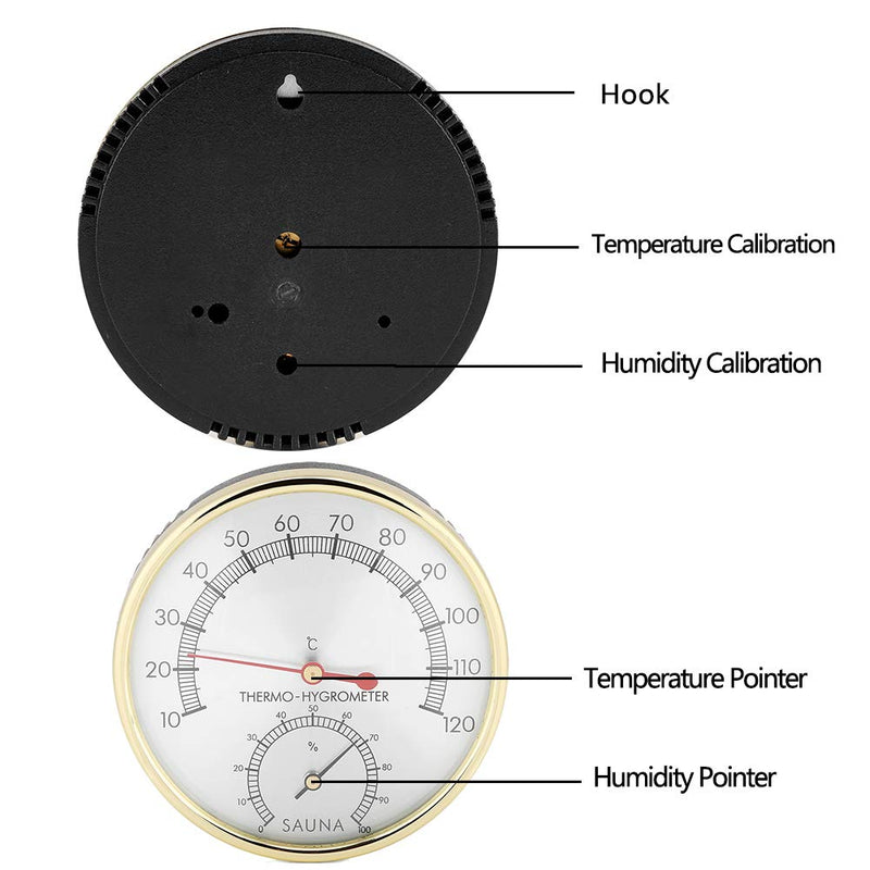 [Australia] - Sauna Thermometer Celsius Haofy Temperature Hygrometer Sauna Thermometersauna Metal Dial Sauna ToolsBeautiful and Practical 