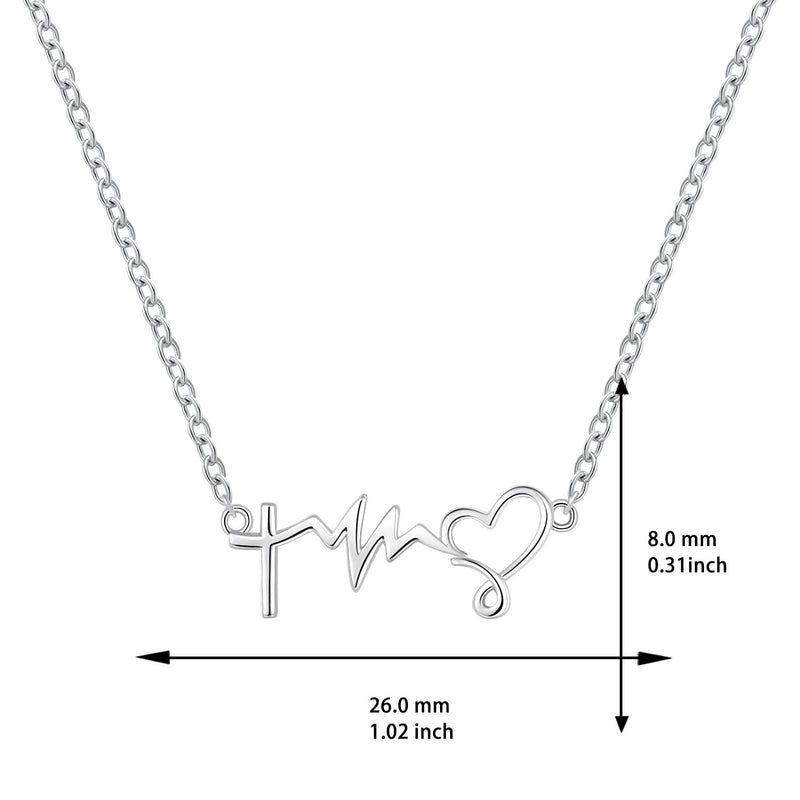 [Australia] - ACJFA 925 Sterling Silver Faith Hope Love Lifeline Heart Pendant Necklace Inspirational Jewelry Birthday Nurse's Day Gifts for Women Teen Girls 