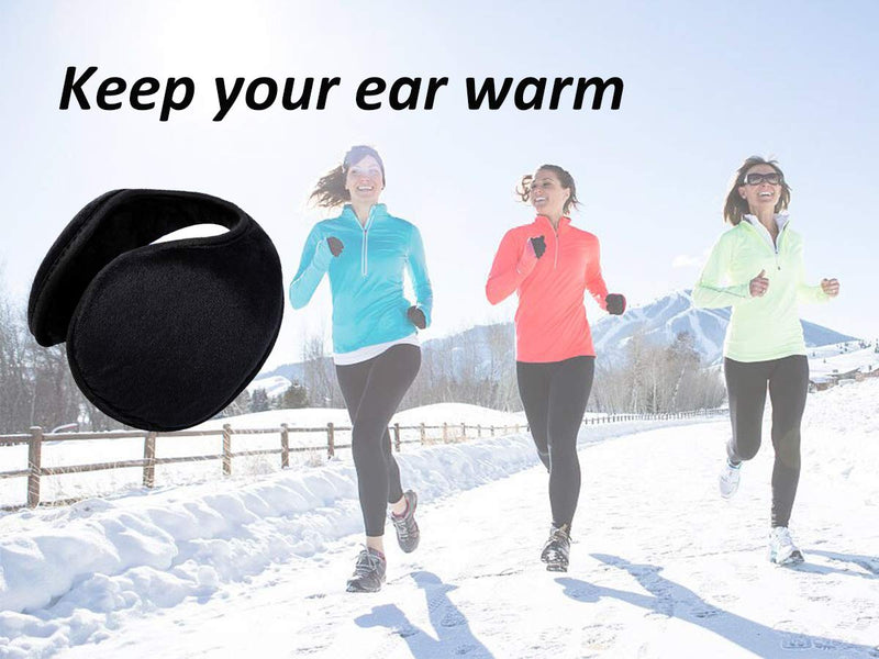 [Australia] - HIG Ear Warmers for Men & Women Classic Fleece Unisex Winter Warm Earmuffs Black 