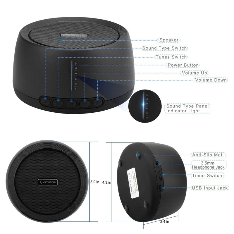 [Australia] - Sound Machine for Baby Sleeping, Exmate Noise Machine for Office Privacy with 30 Non-Looping HiFi Soothing Sound, Memory Function and Timer Sound Machine for Adult Kid Home Office Travel 1 Count (Pack of 1) 