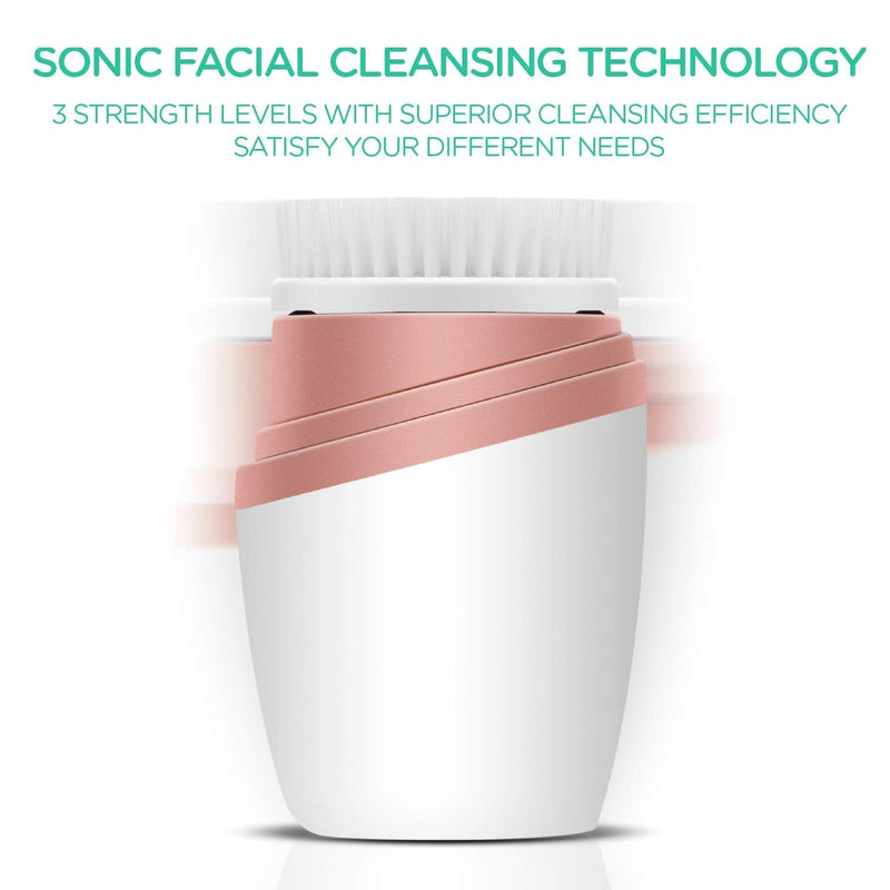 [Australia] - VOYOR 3-In-1 Facial Cleansing Brush Facial Cleanser Brush Electric Rechargeable Facial Brush Cleanser for Exfoliating, Removing Blackhead, Skincare IPX6 Waterproof FB300 