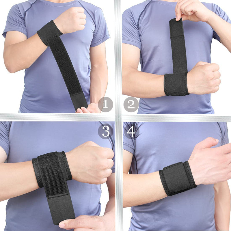 [Australia] - 2 Pack Wrist Brace Adjustable Wrist Support Wrist Straps for Fitness Weightlifting, Tendonitis, Carpal Tunnel Arthritis, Wrist Wraps Wrist Pain Relief Highly Elastic (Black) 