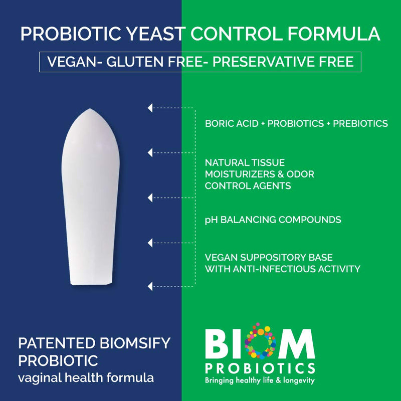 [Australia] - Biom Probiotics Prebiotics Boric acid Suppositories . Feminine Health Probiotic for Infections & pH Essentials VEGAN,PARABEN-FREE (10) 
