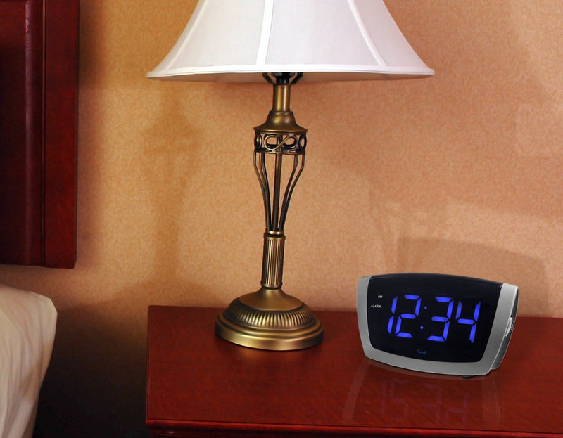 [Australia] - Equity by La Crosse 75904 LED Blue Digit Alarm Clock with USB Charging Port, Black 