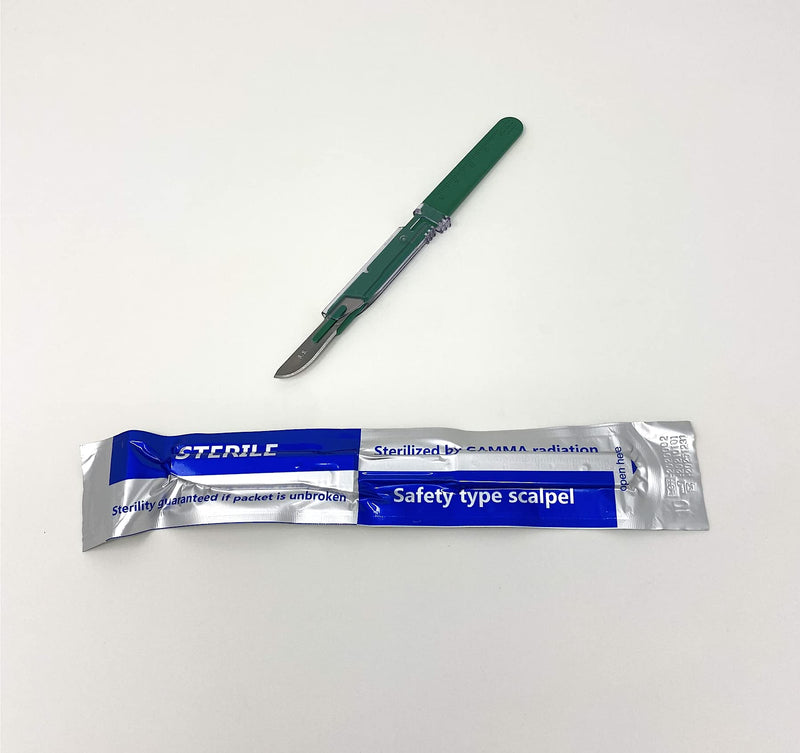 [Australia] - Disposable Safety Scalpels Sterile Surgical Blade Size 10 Stainless Steel with Plastic Handle & Metric Line Individually Foil Wrapped by P&P MEDICAL SURGICAL Box of 10 