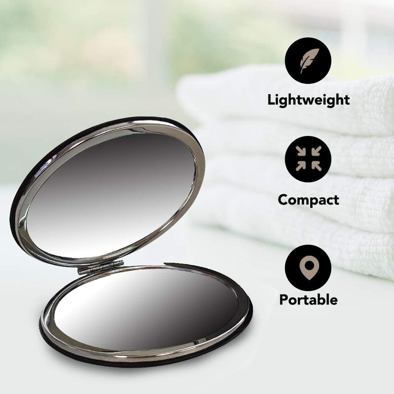 [Australia] - Compact Travel Makeup Magnifying Mirror - BelleJiu Small portable folding Mirror with Handheld and Easy to carry Black 