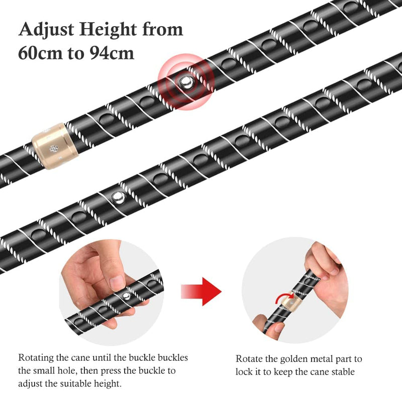 [Australia] - OOCOME LED Light Aluminium Walking Stick With Rubber Ferrule Adjustable Walking Cane for Men Women Arthritis Seniors Disabled and Elderly 