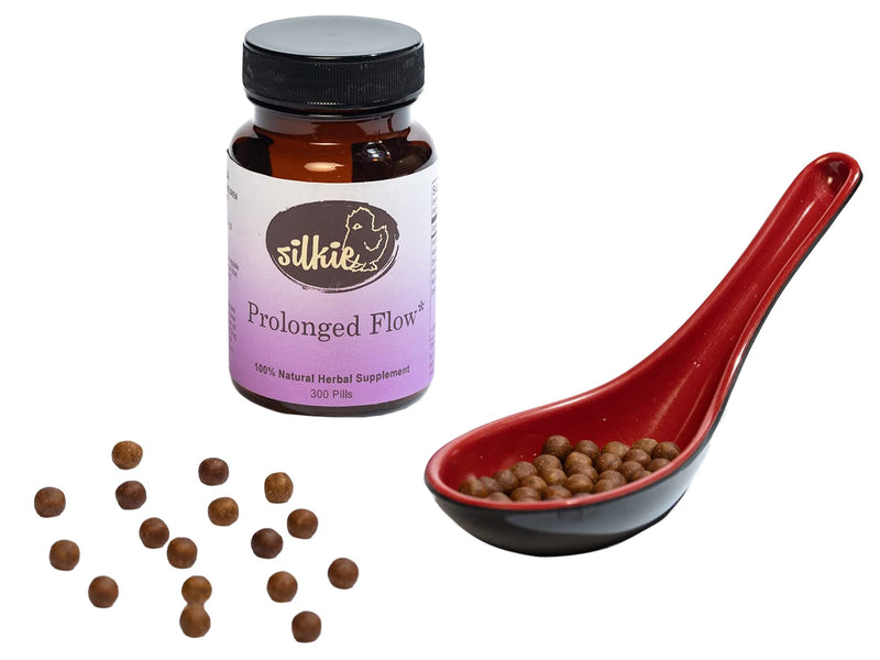 [Australia] - Silkie Prolonged Flow Supplement - Hormonal Balance Support, Decreases & Regulates Menstrual Cycle, Hot Flashes & Night Sweats Relief, 300 Count 