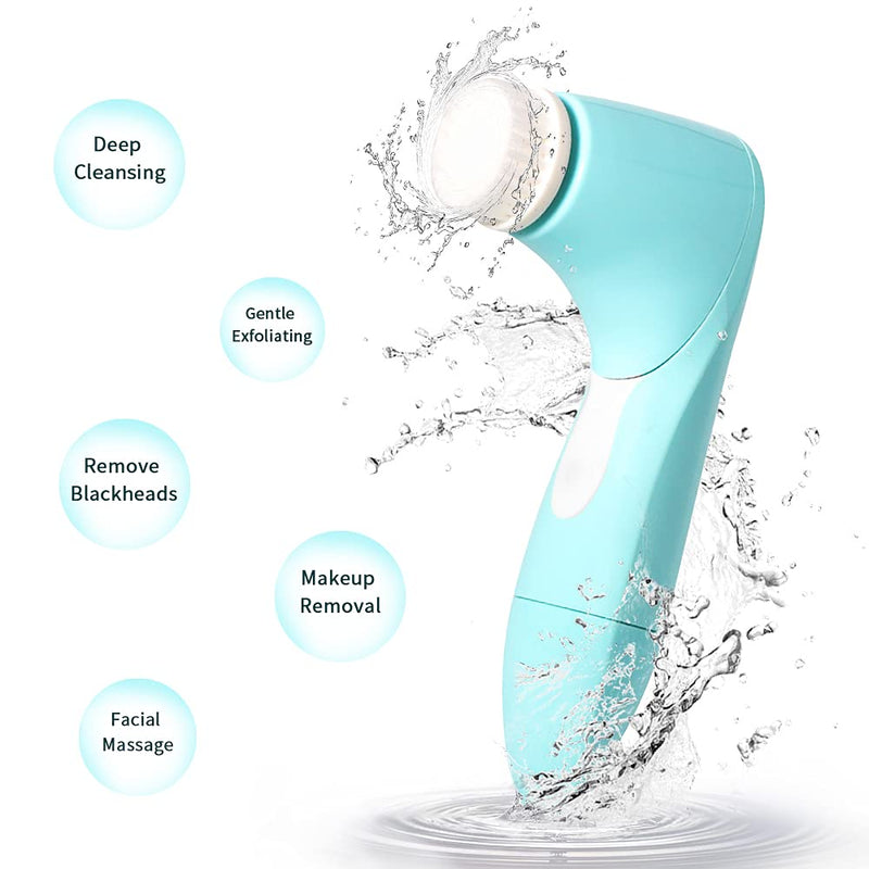 [Australia] - ZLIME Face Cleansing Brush Face Wash Brush Waterproof 4 Spin Brush Head for Deep Cleansing Gentle Exfoliating Makeup Remove Massaging Blackheads Removal (Blue) Blue 