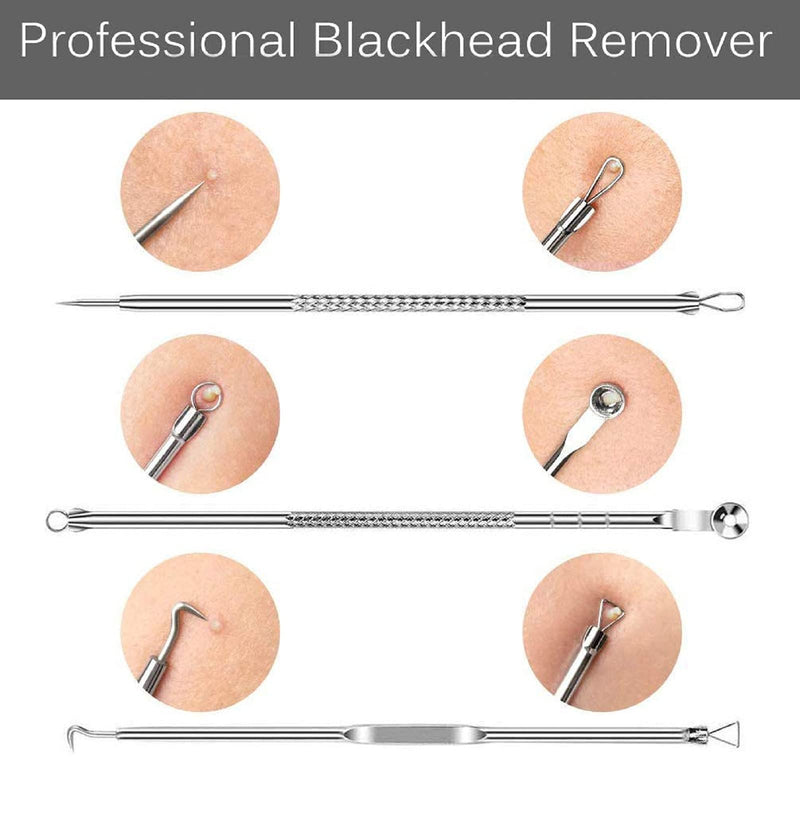 [Australia] - 4PCS Blackhead removal tool kit. Four-piece with storage box for nose facial care silver 