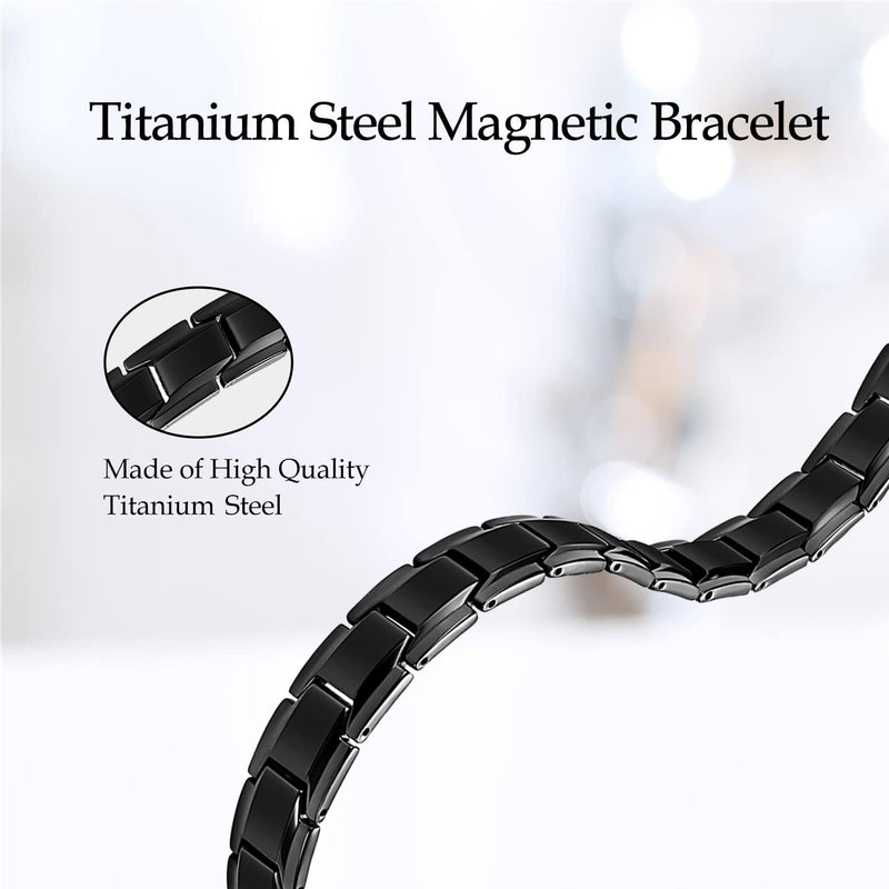 [Australia] - Jecanori Titanium Steel Magnetic Bracelet for Men Women，Adjustable Size Wirstband with Adjustment Tool and Gift Box Black 