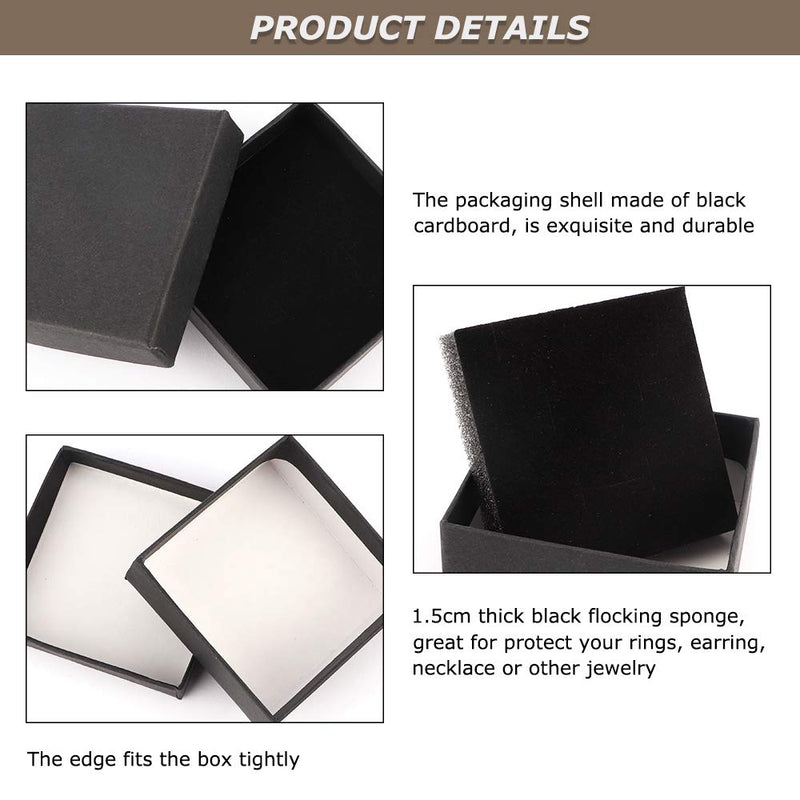 [Australia] - Kraft Jewelry Box, Dedoot Pack of 30 Square Cardboard Jewelry Gift Box 2.8x2.8x1.2 Inch Small Necklace Ring Earring Kraft Box for Jewelry Set with Velvet Cushion, Black 