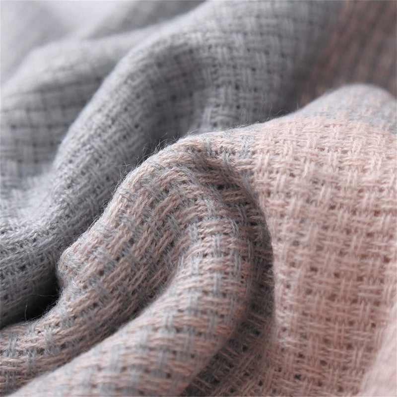 [Australia] - Dancila XXL Women's Scarf Plaid Oversized Square Blanket Scarf Autumn Scarf Winter Scarf Plaid Tartan Stripe Plaid Pattern Oversized Fringe Poncho Pink Gray 