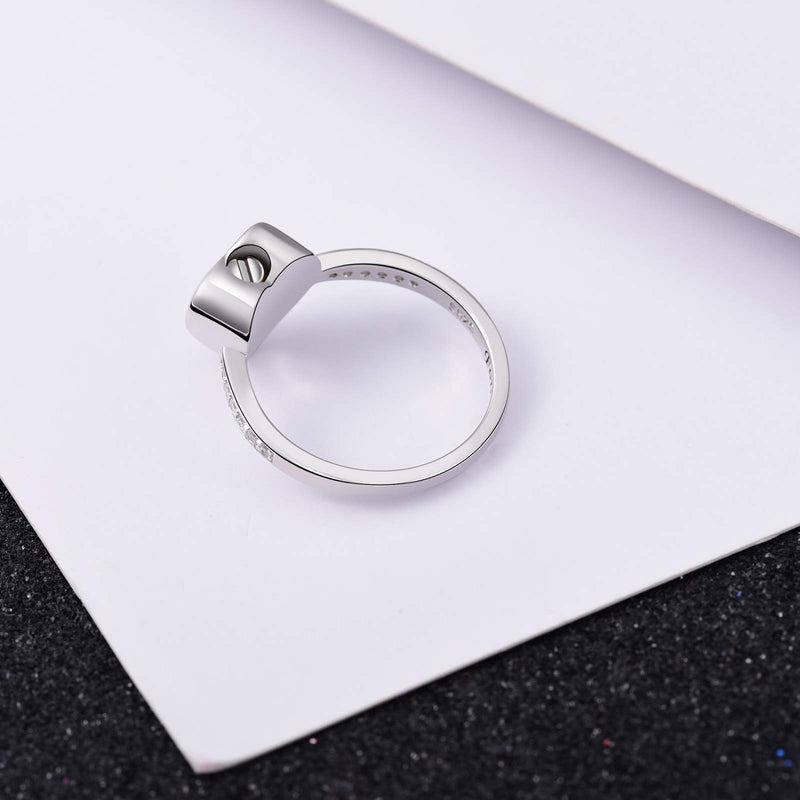 [Australia] - Miscarriage Urn Ring 925 Sterling Silver Cremation Baby Feet Memorial Ring Jewelry Gift for Loss Infant Child Cremation Ashes Ring 5 