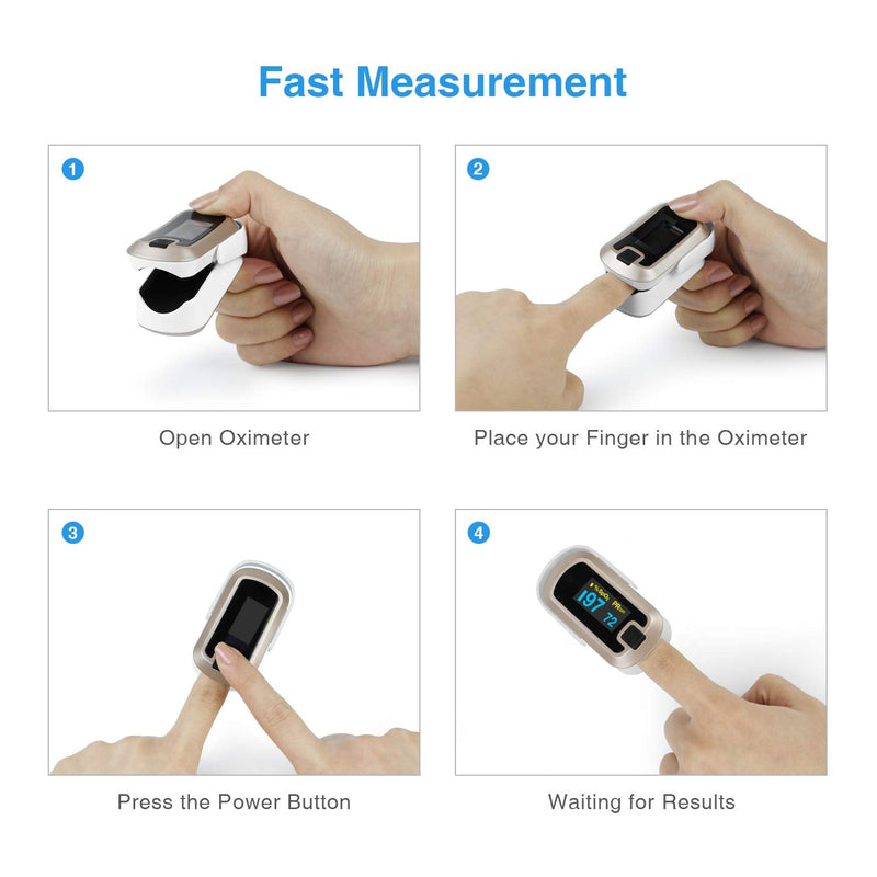 [Australia] - mibest OLED Finger Pulse Oximeter, O2 Meter, Dual Color White/Luxury Gold 