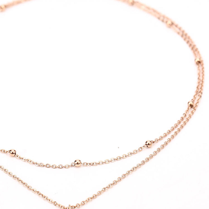 [Australia] - LEGITTA Disc Pendant Necklace Layered Titanium Steel Chain Choker in Rose Gold for Women Girls 