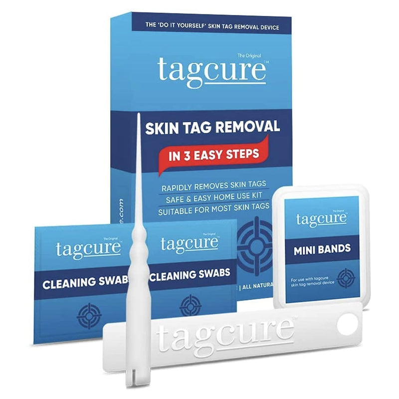 [Australia] - Tagcure Skin Tag Removal Kit For Easy Skin Tag Removal - Includes x10 Tag Bands x10 Cleaning Swabs & x10 Plasters To Cover Tag Area (Suitable for Skintags 0.5cm or Less) 